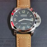 Best Quality Replica Panerai Luminor Black Face Brown Leather Strap Watch 44mm